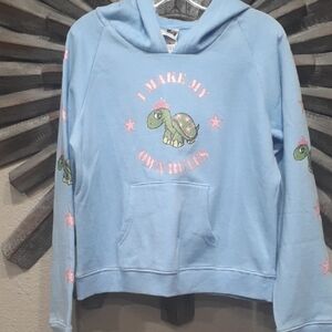 Blue Hoodie Sweater with Turtle Design